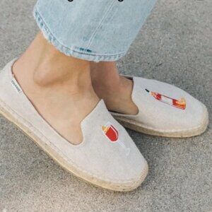Soludos NEW Embroidered Canvas Aperol Spritz Espadrille Flats Size 9